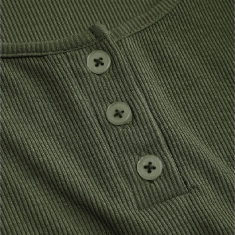 New with Tags - Rib Button Drawstring Ruched Midi Dress - Picture 2 of 6